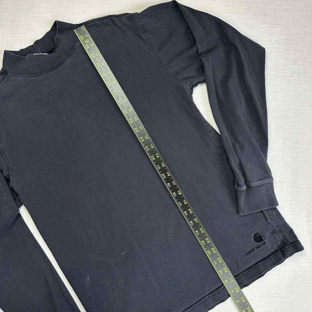 Vtg Carhartt Mock Neck Long Sleeve Workwear Shirt Men M Black Fade Distressed